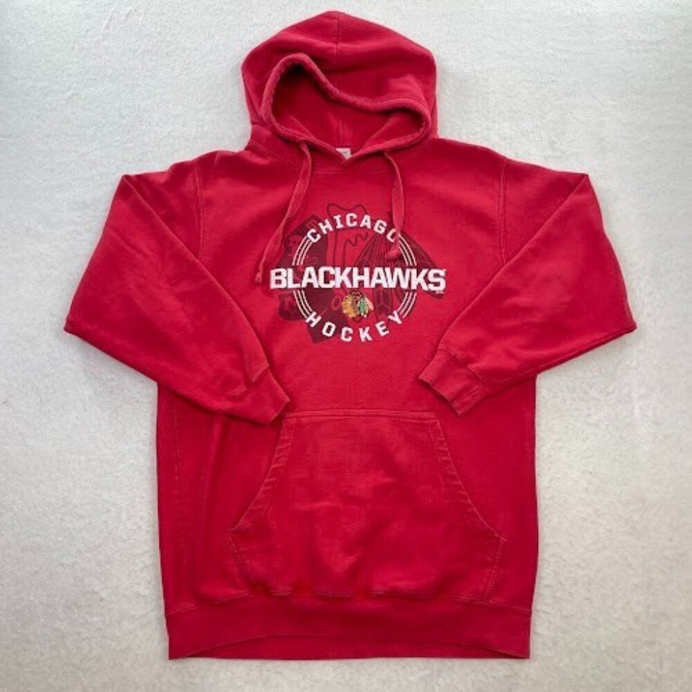 Chicago Blackhawks Hockey NHL Men's Red Hoodie Pullover Size Large